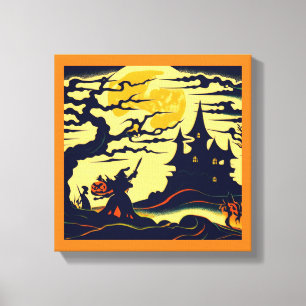 Lienzo Halloween - Estilo Xilografía 1