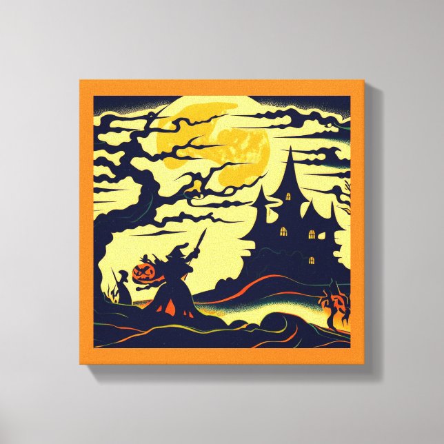 Lienzo Halloween - Estilo Xilografía 1 (Anverso)