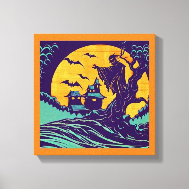 Lienzo Halloween - Estilo Xilografía 2 (Anverso)