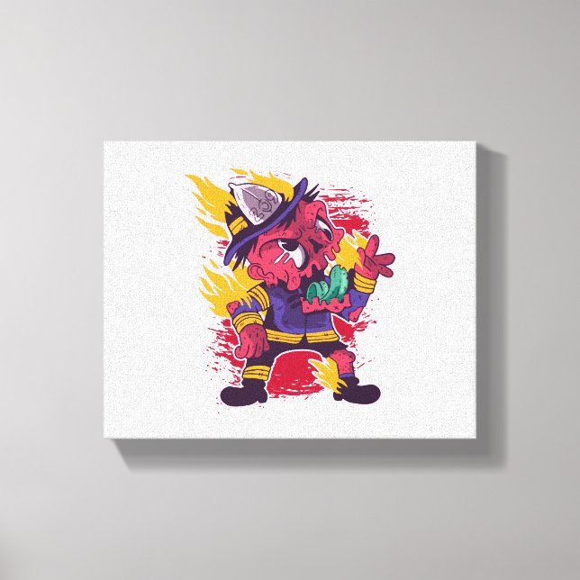 Lienzo Halloween Feliz disfraz de bombero de Halloween (Anverso)