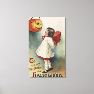 Lienzo Halloween GreetingGirl en rojo y blanco