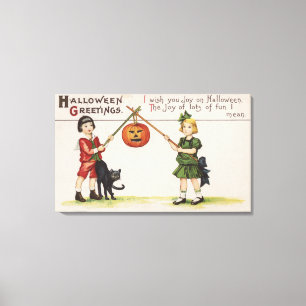 Lienzo Halloween GreetingPumpkin en el palo