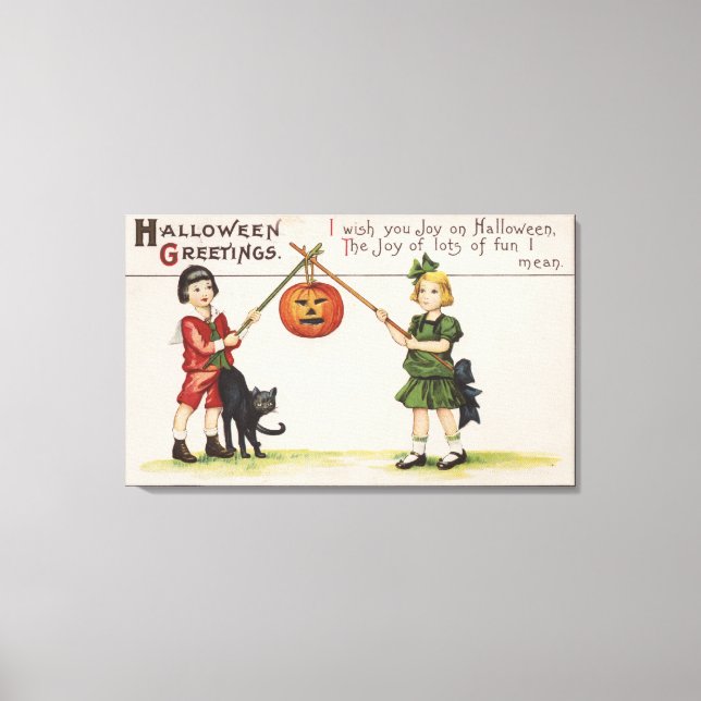 Lienzo Halloween GreetingPumpkin en el palo (Anverso)