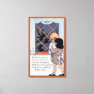 Lienzo Halloween GreetingSpiders en la ventana