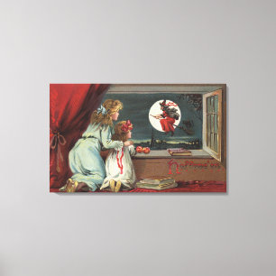 Lienzo Halloween GreetingWitch de la ventana