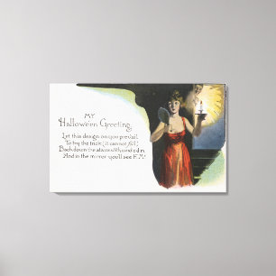 Lienzo Halloween GreetingWoman con la vela