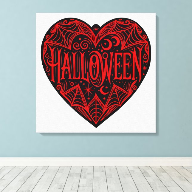 Lienzo Halloween Heart, Black Heart Shape, Holiday (Insitu (piso de madera))