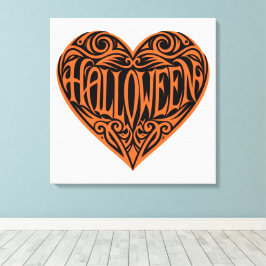 Lienzo Halloween Heart, Orange Heart, Holiday