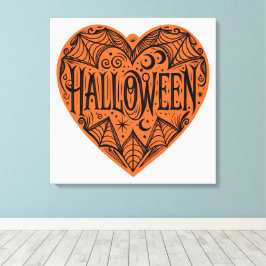 Lienzo Halloween Heart, Orange Heart Shape, Holiday