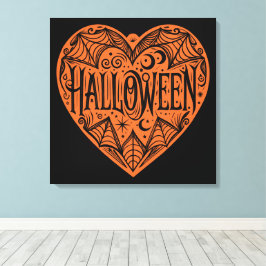 Lienzo Halloween Heart, Orange Heart Shape, Holiday