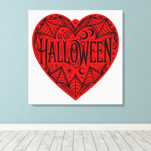 Lienzo Halloween Heart, Red Heart Shape, Holiday (Insitu (piso de madera))