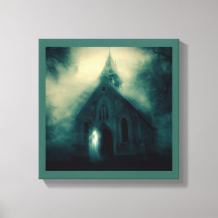 Lienzo Halloween - Iglesia embrujada 4