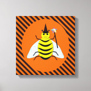 Lienzo Halloween Magic Bee Witch Naranja y Black Stripes