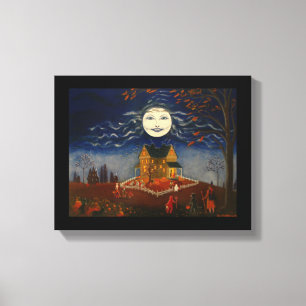 Lienzo Halloween Moon Trick o Trel Devil Black Cat