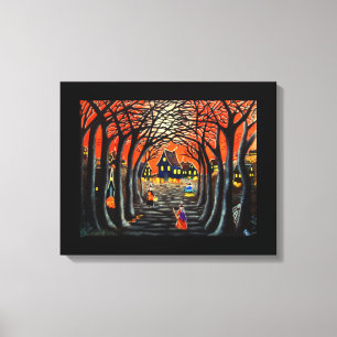 Lienzo Halloween muestra el paisaje de las calabazas de g