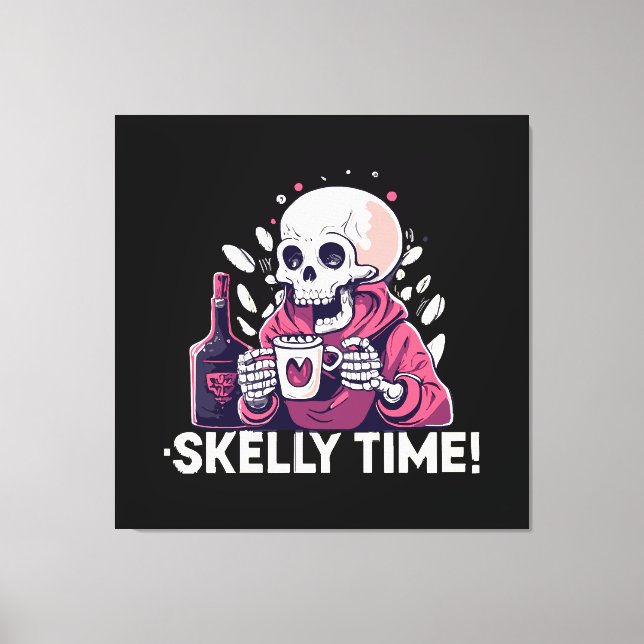Lienzo halloween pero es hora de skelly (Anverso)