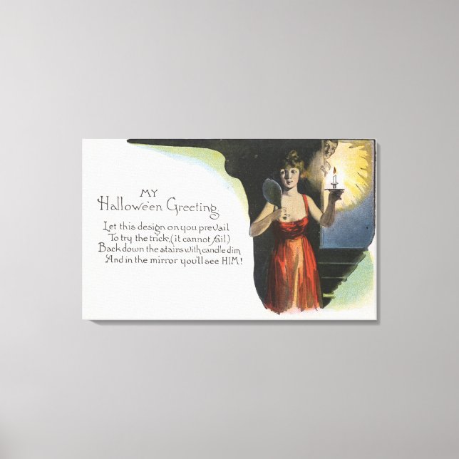 Lienzo Halloween saludo a mujer con velas (Anverso)