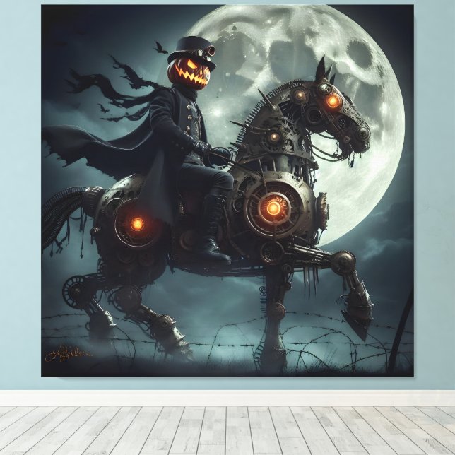 Lienzo Halloween Steampunk Jinete sin Cabeza (Insitu (piso de madera))