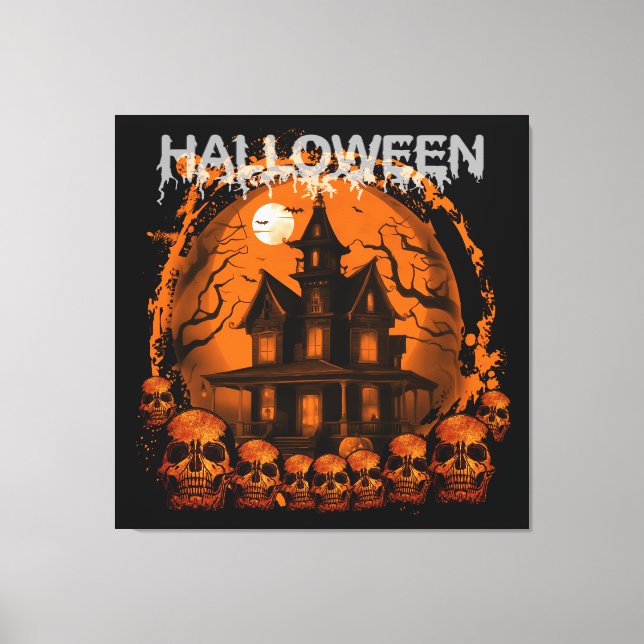 LIENZO HALLOWEEN TERRIBLE CASA EMBRUJADA CALAVERAS (Anverso)