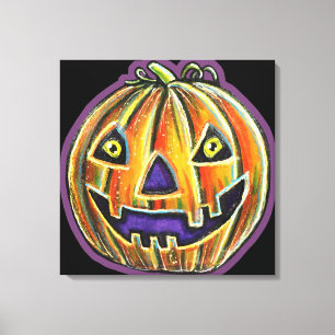 Lienzo Halloweenies de la Vintage de la Calabaza Grinning