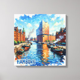 Lienzo Hamburg Harbor Light Reflections Canvas Art