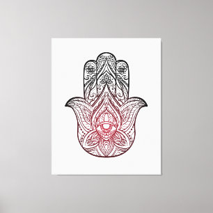 Lienzo Hamsa con patrón boho