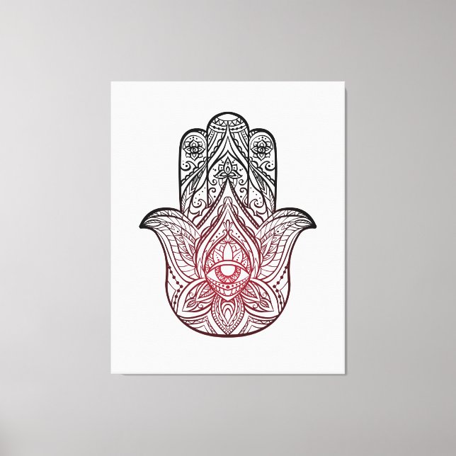 Lienzo Hamsa con patrón boho (Anverso)