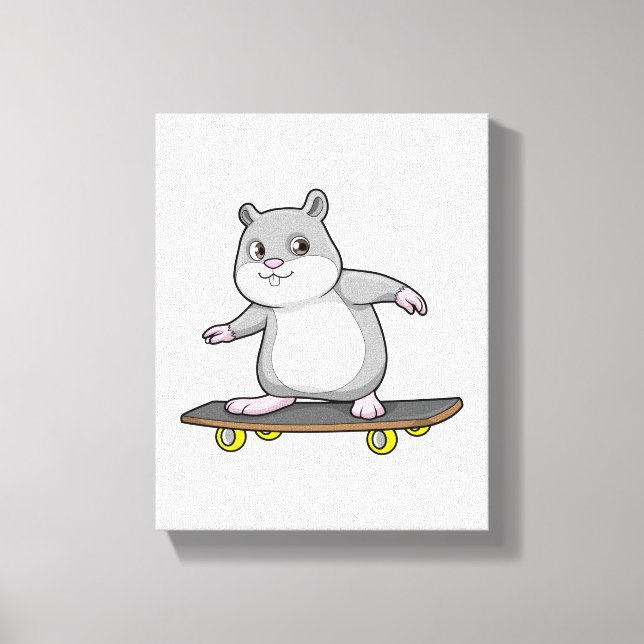 Lienzo Hámster como Skater con Skateboard (Anverso)