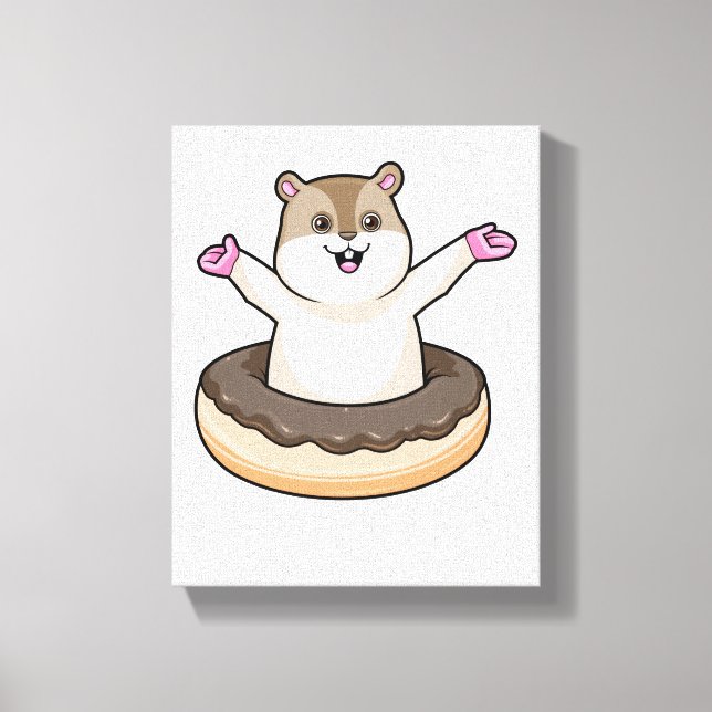 Lienzo Hamster con donut de chocolate (Anverso)