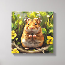 Lienzo Hamster Dorado Sirio En Un Campo De Flores