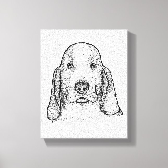 Lienzo Hand-Drawn Basset Hound Portrait Canvas Art (Anverso)