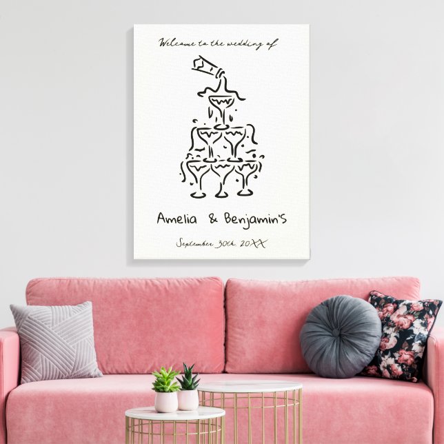 Lienzo Hand Drawn Champagne Tower Retro Welcome wedding (Insitu (Sala de estar))
