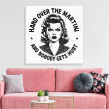Hand Over the Martini - Retro Canvas Wall Art