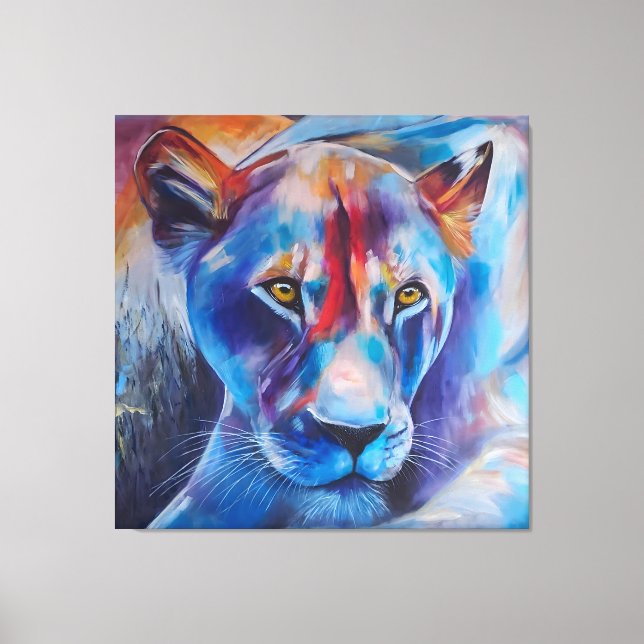 Lienzo Hand Painted Wild Cat Portrait (Anverso)