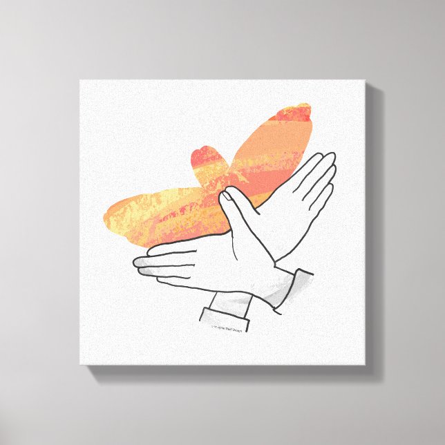 Lienzo Hand Silhouette Eagle Naranja (Anverso)