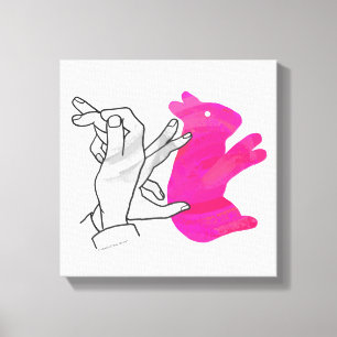 Lienzo Hand Silhouette Rabbit Pink