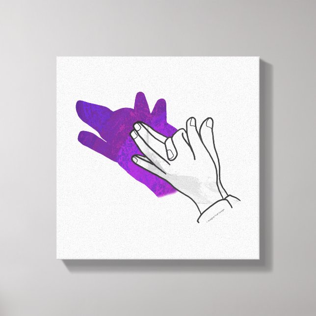 Lienzo Hand Silhouette Wolf Purple (Anverso)