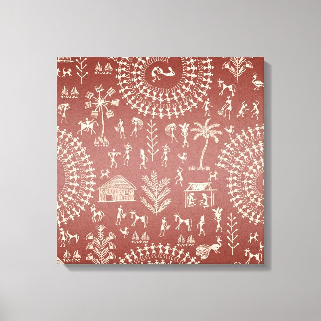 Lienzo Handmade Tribal Warli Folk Art ... (Anverso)