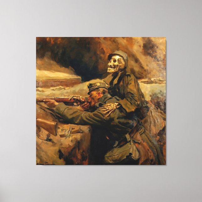 Lienzo Hans Larwin - Soldat und Tod (1917) (Anverso)