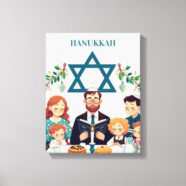 Lienzo Hanukkah Family Meal Canvas Art (Anverso)