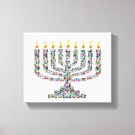 Lienzo Hanukkiah made with Gems Stretched Canvas Print