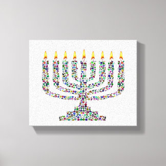 Lienzo Hanukkiah made with Gems Stretched Canvas Print