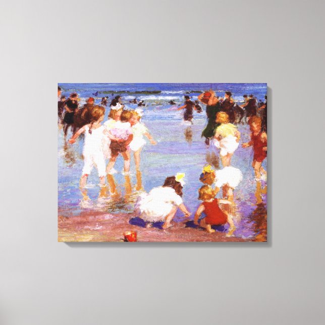 Lienzo Happy Days at the Beach (por E.H. Potthast) (Anverso)