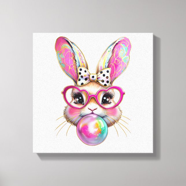 Lienzo Happy Easter Bunny Coquette Bow Brushstroke Easter (Anverso)