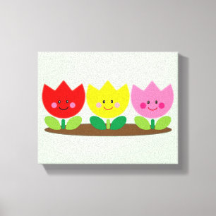 Lienzo Happy Face Tulip Flowers Garden art