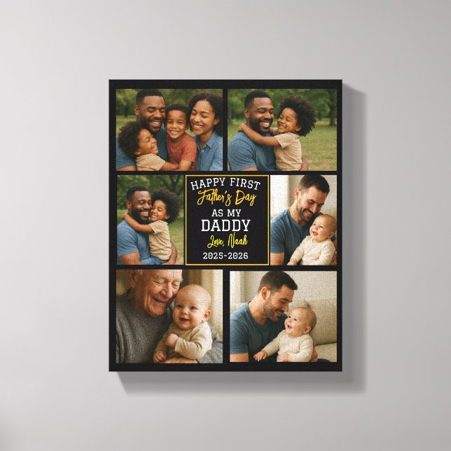 Lienzo Happy First Father Day Personalized Photo Collage (Anverso)