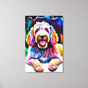 Lienzo Happy Goldendoodle Colorful Joyful Doodle