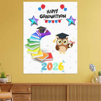 Lienzo Happy Graduation 2026 - Cute Owl & Books 