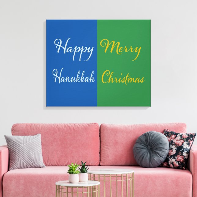 Lienzo Happy Hanukkah Merry Christmas Dual Holiday (Insitu (Sala de estar))