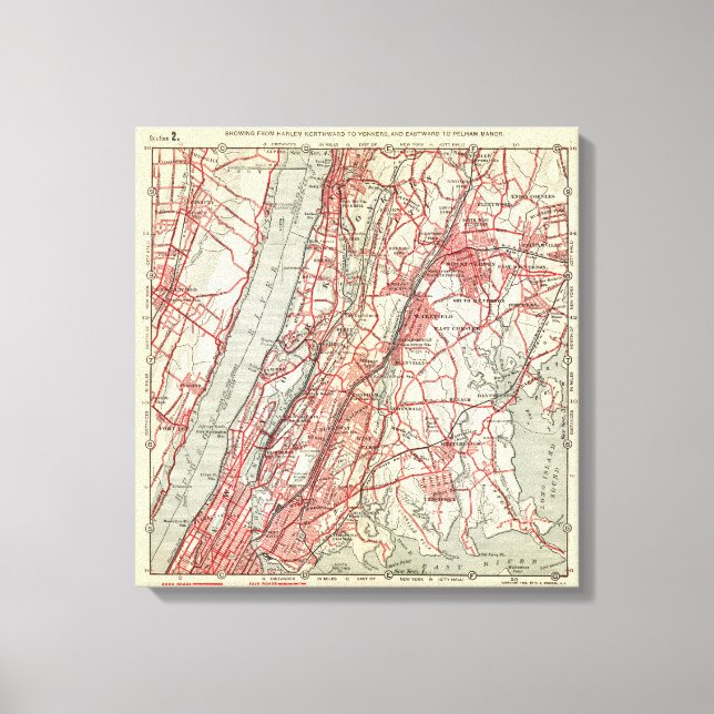 Lienzo Harlem, Yonkers, Pelham Manor, Nueva York (Anverso)